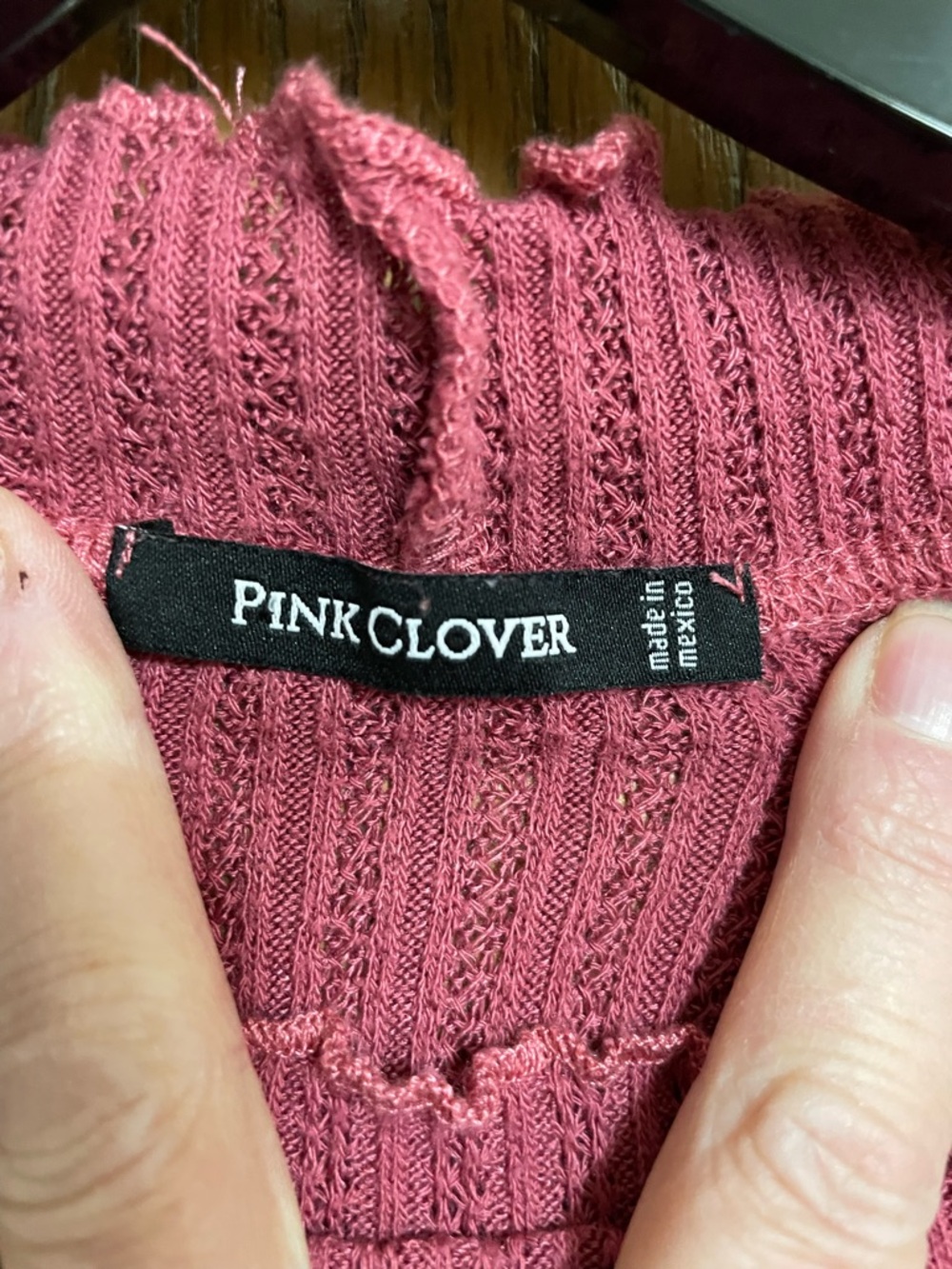 Pink Clover Ribbed Long Sleeve Top in Raspberry - Picture 3 of 4